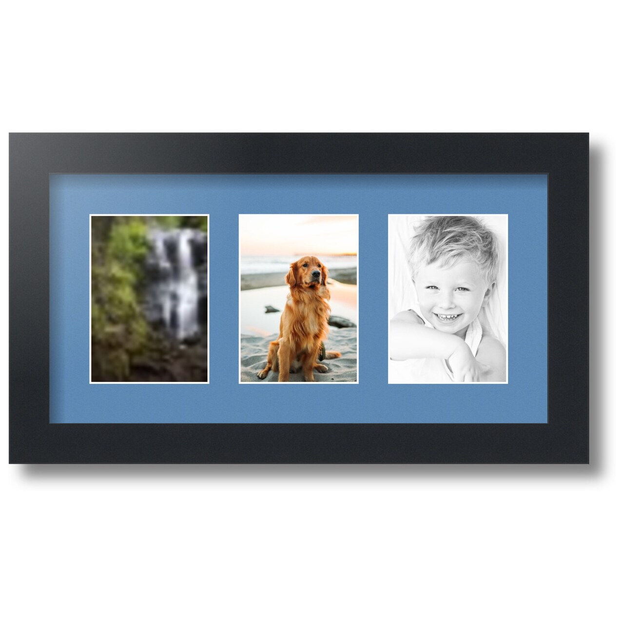 ArtToFrames Collage Photo Picture Frame with 3 - 3.5x5 inch Openings, Framed in Black with Over 62 Mat Color Options and Regular Glass (CSM-3926-29)